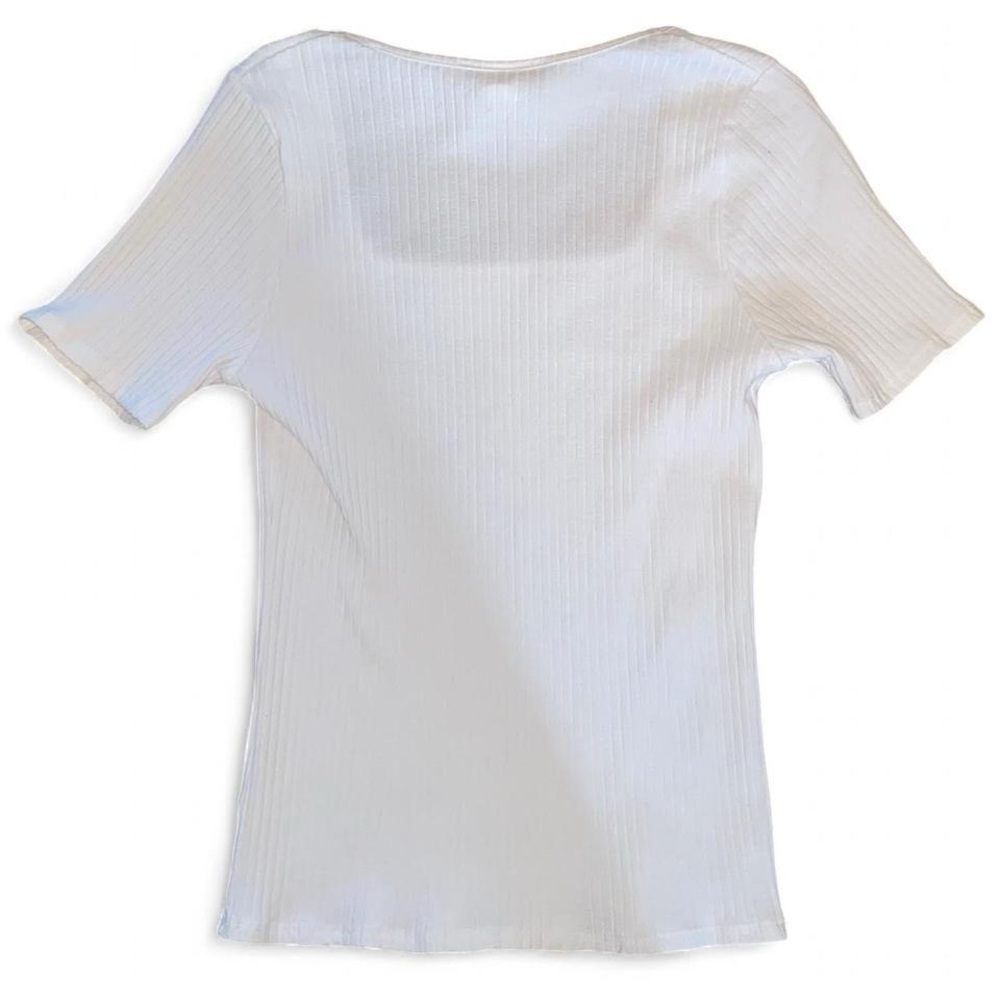 White Ribbed Square Neck Top - Picture 2 of 6